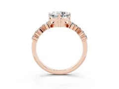 Heart Cut Diamond Ring Set in Rose gold with Scattered Round Accents
