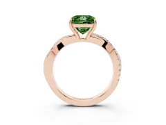 Fancy Green Princess Cut Diamond Twisted Pavé Band Ring Set in Rose gold with Prong Setting