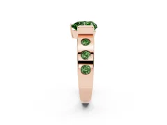 Fancy Green Heart Cut Diamond Channel-Set Band Ring Set in Rose gold with Bezel Prong Setting