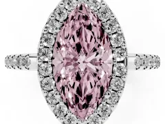 Fancy Pink Marquise Cut Diamond Pavé Halo Ring Set in Silver with Prong Setting