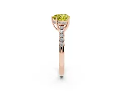 Fancy Yellow Heart Cut Diamond Solitaire Engagement Ring Set in Rose gold with Pavé Band and Prong Setting