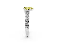 Fancy Yellow Pear Cut Diamond Solitaire Ring Set in Silver with Cut-Down Micro Pavé Band and Prong Setting