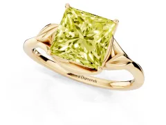 Fancy Yellow Princess Cut Diamond Solitaire Ring Set in Yellow gold with Polished Twist Band