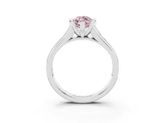 Fancy Pink Marquise Cut Diamond Bezel-Set Solitaire Ring Set in Silver with Channel-Set Band