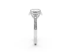 Asscher Cut Diamond Halo Ring Set in Platinum with Channel Set Band and Prong Setting