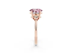 Fancy Pink Oval Cut Diamond Cluster Ring Set in Rose gold with Plain Band and Prong Setting