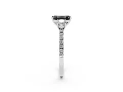 Fancy Black Emerald Cut Diamond Three-Stone Ring Set in Silver with Pavé Band and Graduated Sides