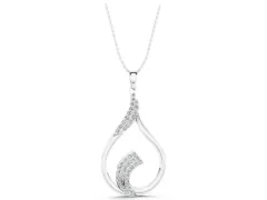 Pavé Round Diamond Twist Pendant Set in White gold with Open Teardrop