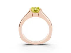 Fancy Yellow Round Cut Diamond Bezel Solitaire Ring Set in Rose gold with Wide Band