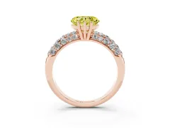 Fancy Yellow Heart Cut Diamond Pavé Band Solitaire Ring Set in Rose gold with Close-Set Accent Stones and Prong Setting