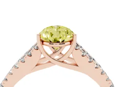 Fancy Yellow Pear Cut Diamond Split Shank Pavé Engagement Ring Set in Rose gold with Prong-Held Center Stone