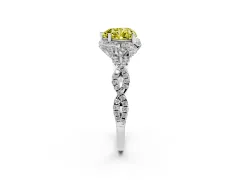 Fancy Yellow Heart Cut Diamond Halo Twist Band Solitaire Ring Set in Silver with Prong-Set Center Stone