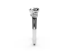 Fancy Black Heart Cut Diamond Three-Stone Trellis Ring Set in Silver with Comfort Fit Band