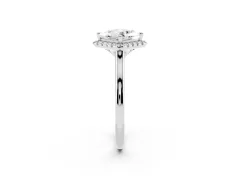 Princess Cut Diamond Halo Engagement Ring Set in Platinum with Pavé Band and Rising Shoulders