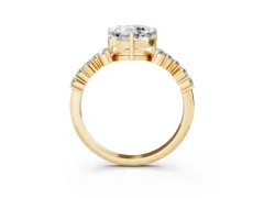 Heart Cut Diamond Ring Set in Yellow gold with Scattered Round Accents
