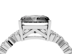 Fancy Black Radiant Cut Diamond Ring Set in Silver with Scattered Round Accents
