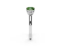 Fancy Green Princess Cut Diamond Five-Stone Prong Set Band Ring Set in Silver with Polished Band