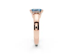 Fancy Blue Emerald Cut Diamond Pavé Band Solitaire Ring Set in Rose gold with Prong Setting