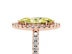 Fancy Yellow Marquise Cut Diamond Pavé Halo Ring Set in Rose gold with Prong Setting