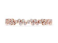 Round Diamond Bezel-Set Cluster Tennis Bracelet Set in Rose gold