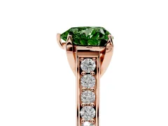 Fancy Green Heart Cut Diamond Solitaire Pavé Engagement Ring Set in Rose gold with Prong Setting
