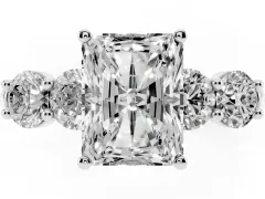 Radiant Cut Diamond Five-Stone Prong Set Ring Set in Platinum with Classic Band