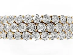 Round Diamond Checkerboard Pavé Promise Ring Set in Yellow gold with Round Pavé Accents