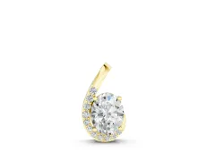 Round Diamond Swirl Pendant Set in Yellow gold with Prong-Set Center and Accent Row