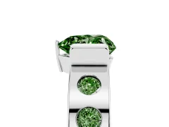 Fancy Green Heart Cut Diamond Channel-Set Band Ring Set in Platinum with Bezel Prong Setting