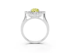 Fancy Yellow Pear Cut Diamond Cluster Halo Ring Set in Silver with Marquise and Round Accents
