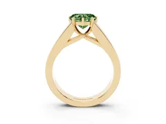 Fancy Green Heart Cut Diamond Solitaire Ring Set in Yellow gold with Channel-Set Accent Stones and Prong Setting