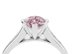 Fancy Pink Marquise Cut Diamond Bezel-Set Solitaire Ring Set in Platinum with Channel-Set Band