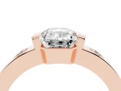Emerald Cut Diamond Channel-Set Band Ring Set in Rose gold with Bezel Prong Setting