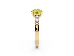 Fancy Yellow Round Cut Diamond Five-Stone Prong Set Engagement Ring Set in Yellow gold with Channel Band
