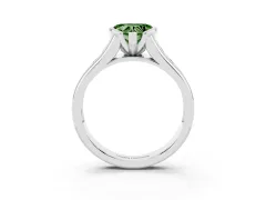 Fancy Green Heart Cut Diamond Bezel-Set Solitaire Ring Set in White gold with Channel-Set Band