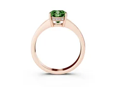 Fancy Green Cushion Cut Diamond Pavé Band Prong Set Solitaire Ring Set in Rose gold