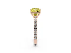 Fancy Yellow Princess Cut Diamond Pavé Solitaire Engagement Ring Set in Rose gold with Prong Setting