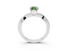 Fancy Green Pear Cut Diamond Twisted Pavé Band Ring Set in Silver with Prong Setting
