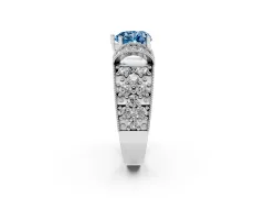 Fancy Blue Heart Cut Diamond Milgrain Halo Pavé Engagement Ring Set in Silver with Prong Setting