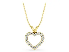 Round Diamond Heart Pendant Set in Yellow gold with Continuous Pavé Setting