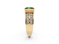 Fancy Green Radiant Cut Diamond Wide Channel Set Band Ring Set in Yellow gold with Bezel Setting