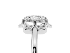 Radiant Cut Diamond Round Cluster Halo Ring Set in White gold with Solitaire Band and Prong Setting