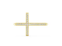Pavé Round Diamond Cross Pendant Set in Yellow gold with Prong-Set Arms