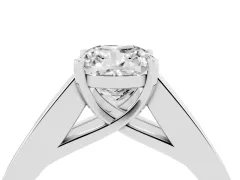 Cushion Cut Diamond Solitaire Ring Set in White gold with Channel-Set Accent Stones and Prong Setting