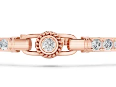 Round Diamond Bezel-Set Tennis Bracelet Set in Rose gold with Pavé Band