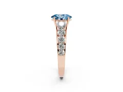 Fancy Blue Oval Cut Diamond Solitaire Ring Set in Rose gold with Pavé-Set Band and Prong Setting