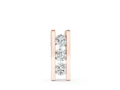 Vertical Channel-Set Round Diamond Bar Pendant Set in Rose gold with Three Stones