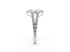 Marquise Cut Diamond Split Shank Pavé Engagement Ring Set in Silver with Prong-Held Center Stone