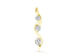 Three-Stone Round Diamond Swirl Pendant Set in Yellow gold with Prong Setting