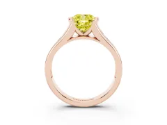 Fancy Yellow Cushion Cut Diamond Bezel-Set Solitaire Ring Set in Rose gold with Channel-Set Band